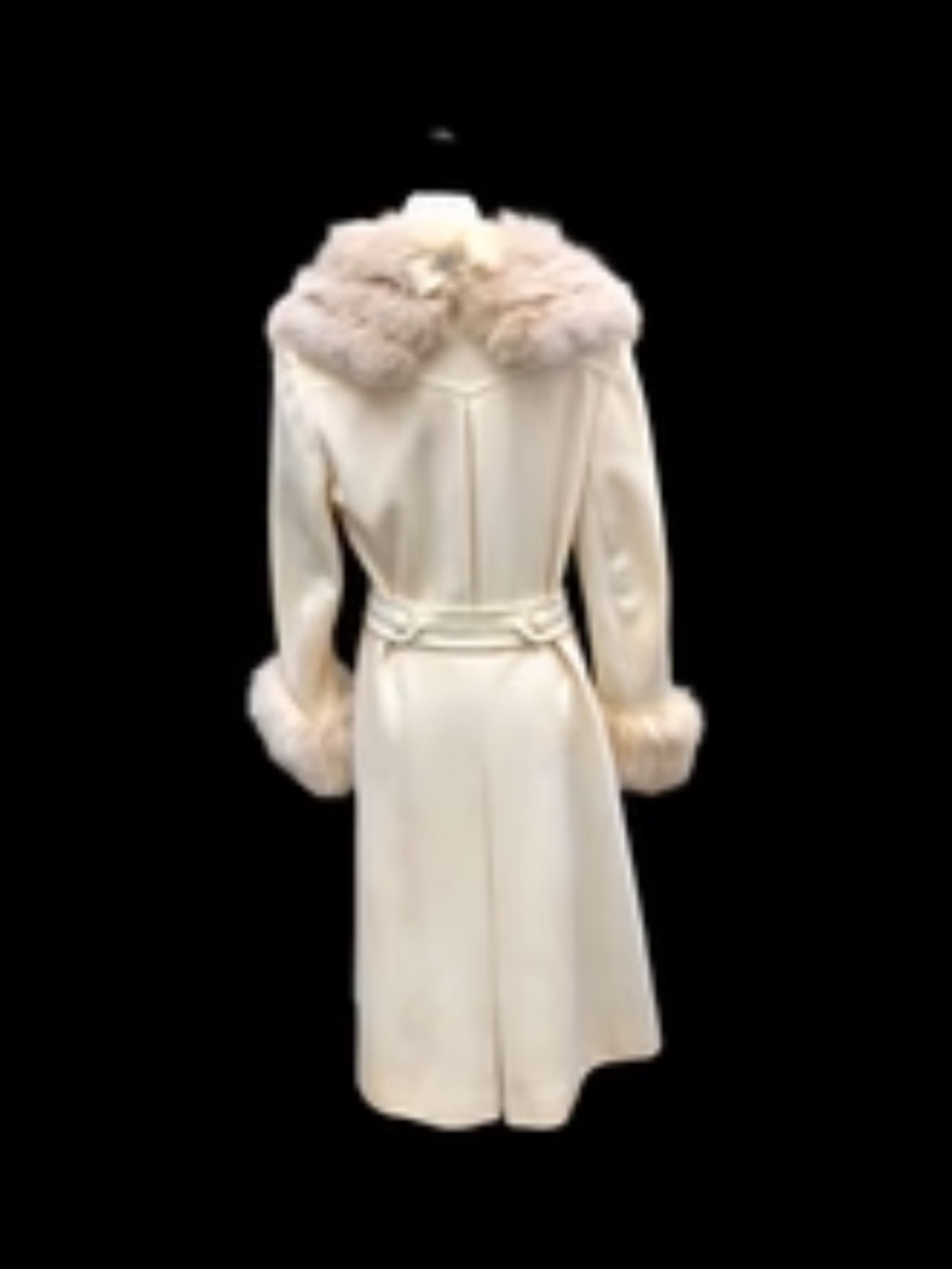 Vintage 60’s LIlli Ann White Cream Ombré Fox Fur Princess Fit and Flare Belted - Picture 6 of 15